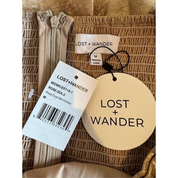 NWT Lost + Wander Pixie Dust Gold Metallic Mini Cocktail Dress - Picture 8 of 8